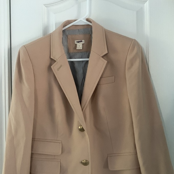 J. crew Dalton Tan Blazer size 6 classic elegant gold two buttons career wool - Picture 8 of 14